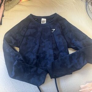 Gymshark Adapt Navy Camo Long Sleeve Tee